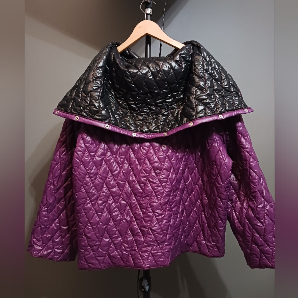 HACHE Italy Purple/ Black  Quilted Jacket Size 44/ M - Picture 9 of 16